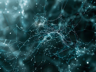 Fototapete - Tangled Web of Cyberspace Abstract Background Conceptual Digital Artwork
