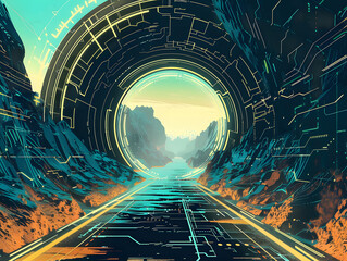 Poster - Cybersecurity Conceptual Illustration with Abstract Background Design