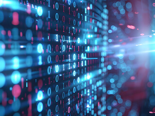 Fototapete - Abstract Cybersecurity Concept Digital Background with Dynamic Colorful Lines and Shapes.