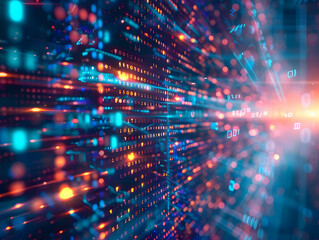 Fototapete - Abstract Cybersecurity Concept with Dynamic Elements and Vibrant Colors.