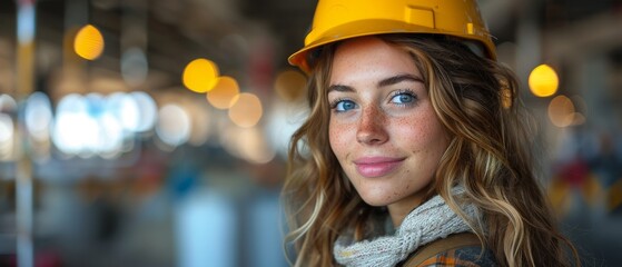 Aufkleber - A happy female architect at a construction site