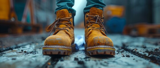 Poster - An engineer holding blueprints at a construction site