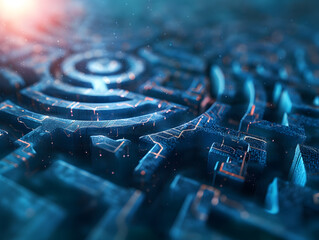 Poster - Cybersecurity Exploration: Digital Path through Abstract Technology Landscape.