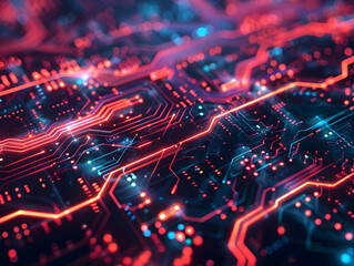 Fototapete - Pulsating Circuitry Veins Abstract Background - Technology Futuristic Concept Illustration