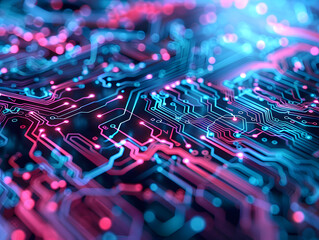 Fototapete - Pulsating Circuitry Veins Abstract Background Tech Concept Art Illustration Design.