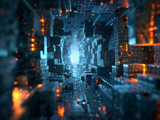 Poster - Abstract Virtual Stronghold Fortified Background Artistic Digital Illustration Concept
