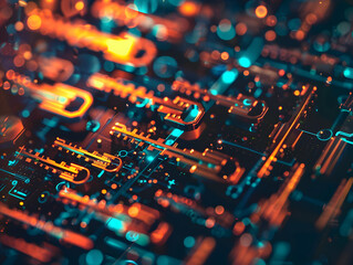 Fototapete - Abstract Encryption Key Symphony - Digital Artistic Background in Blue Tones