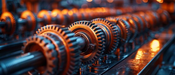 Poster - Wheels of engine gears, industrial background