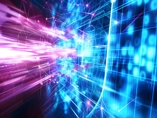 Fototapete - Digital Shield Protecting Abstract Background with Technological Design Elements.
