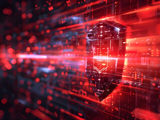 Poster - Digital Shield Deflecting Cyber Attacks Abstract Background Art