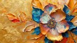 This is a technique of abstract oil painting. Flowers, leaves. Bright golden texture. Prints, wall papers, posters, cards, murals, carpets, decorations, wall paintings, posters, etc.