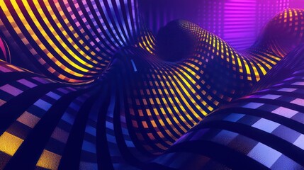 Wall Mural - Abstract modern background featuring 3D shapes in the style of futuristic chromatic waves, showcasing colorful minimalism

