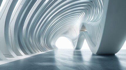 Aufkleber - Abstract futuristic architecture with concrete floor rendered in 3D.