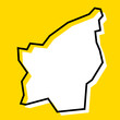 San Marino country simplified map. White silhouette with thick black contour on yellow background. Simple vector icon