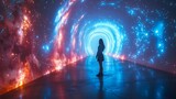 Fototapeta Londyn - Holographic art installation transforming a mesmerizing display of light and sound