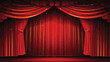 Red stage curtain with spotlight flat vector isolated