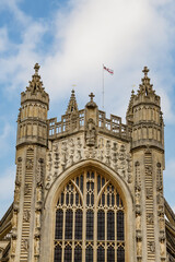 Wall Mural - Architectural fragments of Bath Abbey (or Abbey Church of Saint Peter and Saint Paul, founded in VII century) in Bath. Bath is a city in ceremonial county of Somerset in South West England.