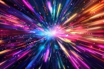 Poster - Abstract background multi color strike lines in the speed