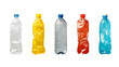 Various plastic bottles, isolated on transparent background, Generative AI