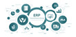 © Benjamas - Enterprise resource planning illustration concept. EPR Business management and company enhancement. Technology, Internet and network concept. Illustrations and icons.