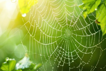 Spyder web with water drops nature background