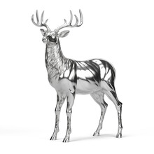 Silver Deer Isolated On White Background.