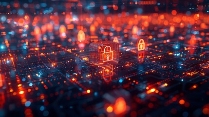 Poster - Digital Vigilance: Social Media Security Signs and Lock Symbol