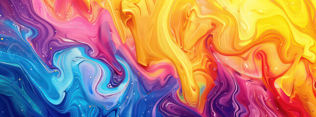 Liquid multicolored abstract background. Mixing multi-colored oil paints texture. Mixing rainbow colored ink effect