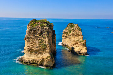 Wall Mural - Lebanon Beirut Pigeon rocks on a sunny spring day