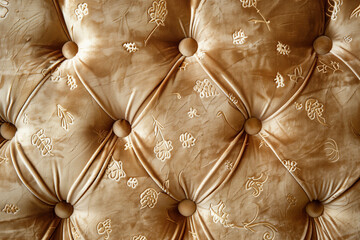 Poster - Noble beige velvet Chesterfield style texture. Background image. Created with Generative AI technology.