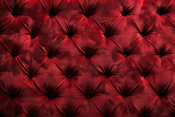 Poster - Noble red velvet Chesterfield style texture. Background image. Created with Generative AI technology.