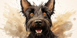 Fototapeta Londyn - Portrait of a dog breed Scottish Terrier on a grunge background