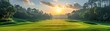 Golf background with a scenic course view