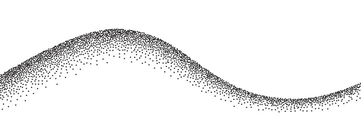 Poster - Wave grain stipple pattern background. Black noise dotwork texture, abstract dot stipple lines, sand grain effect, vector illustration isolated on white background
