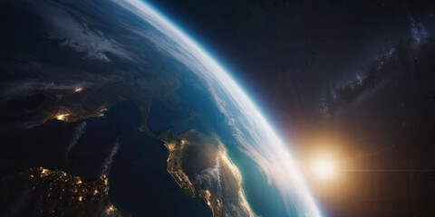 Wall Mural - Earth planet in space with beautiful glow.