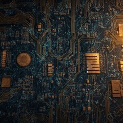 Yellow Abstract Technology Circuit Board Background