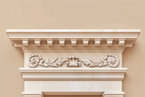 Fototapeta  - Exterior view of a Victorian architectural cornice against a light brown background