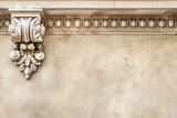 Fototapeta  - Exterior view of a Victorian architectural cornice against a light brown background
