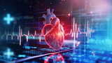 Fototapeta  - Pulsating Heart: Symbol of Health and Medical Innovation. Generative AI