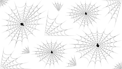 A lot of spider webs. Halloween concept. Vector illustration of a web
