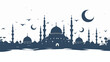 Ramadan background   mosque silhouette card flat vector