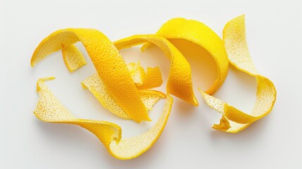 Poster - A peeled orange peel on a white surface. Perfect for food and nutrition concepts