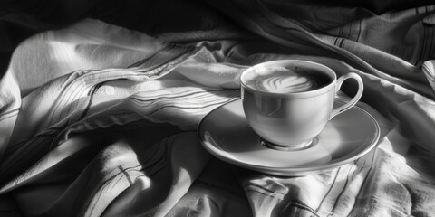Poster - A cup of coffee on a saucer, perfect for cafe promotions