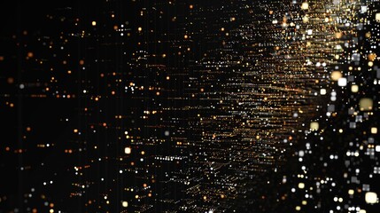 Poster - Black background with a lot of gold dots, suitable for various design projects