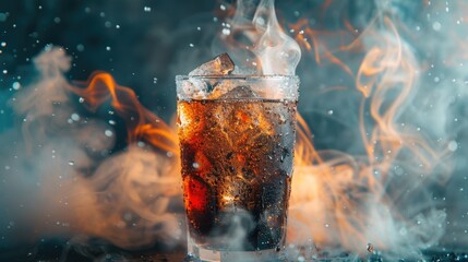 Canvas Print - A close up of a glass of soda on a table. Perfect for food and beverage concepts