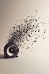 Aufkleber - A speaker emitting music notes. Suitable for music-related designs
