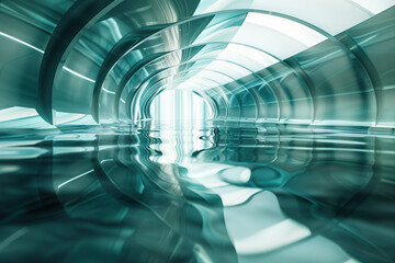 Poster - Abstract background with reflections and caustics. Hi-tech. Futuristic background image. Created with Generative AI technology.