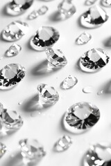 Aufkleber - A stunning display of shimmering diamonds on a clean white background. Perfect for luxury and jewelry concepts