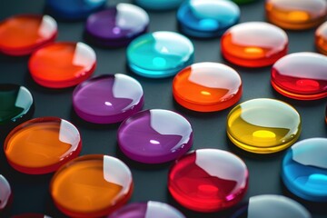 Poster - A close up of a bunch of colored buttons. Ideal for fashion or crafting projects