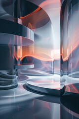 Poster - Abstract background with reflections and caustics. Hi-tech. Futuristic background image. Created with Generative AI technology.